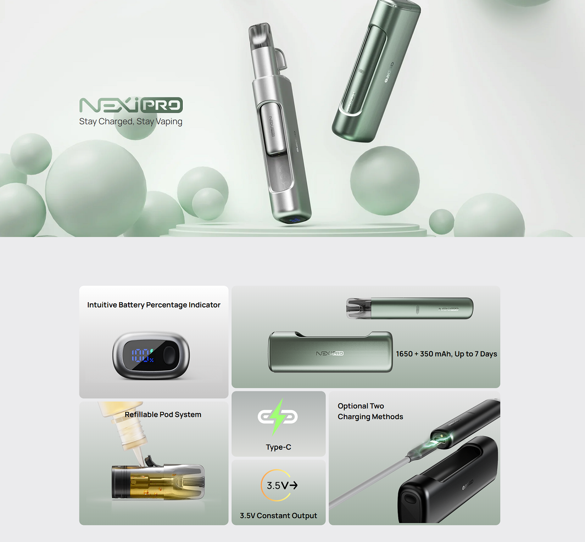 nexi pro pod kit 1650 350mah 2ml by aspire 1
