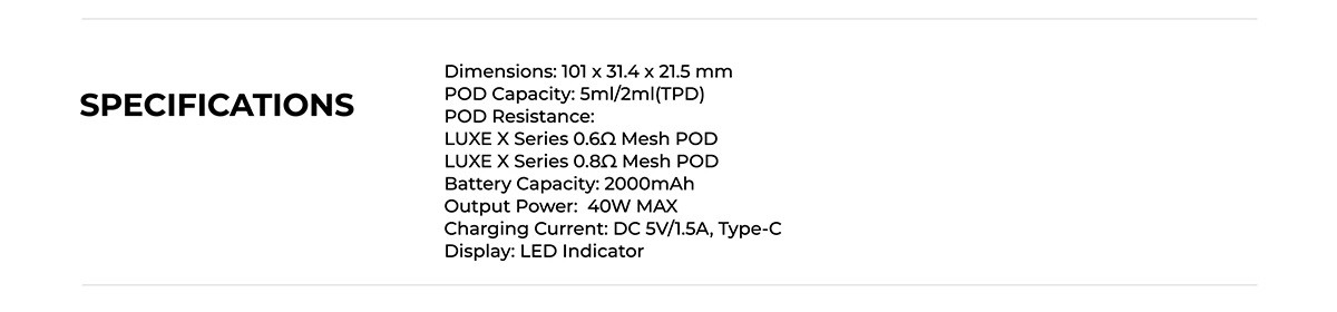 luxe x2 kit 2000mah 5ml by vaporesso 3